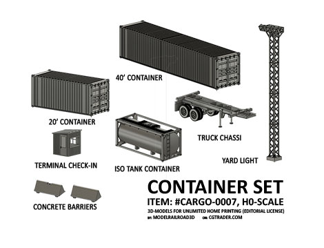 Container set in H0-scale for resin 3D-printing at home