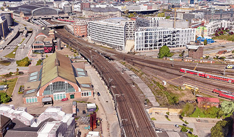 Hamburg Hauptbanhof seen from above