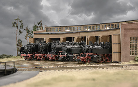 The roundhouse is the center piece of the engine facility