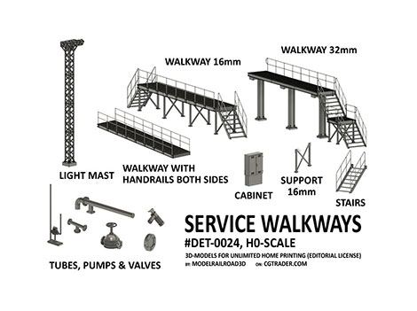 Elevated service walkways for maintenace works of trains