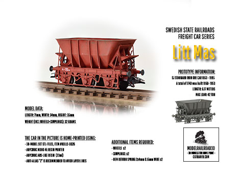 The classic swedish iron ore car Litt Mas 1953 to 1985 in Malmbanan in H0-scale