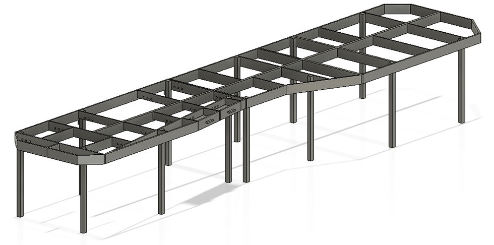 CAD-image of the benchwork for the Gothenburg layout